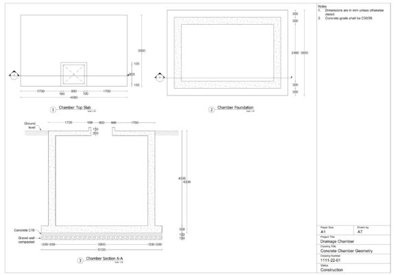 AutoCAD 2D Essentials Project 1 - Drainage chamber